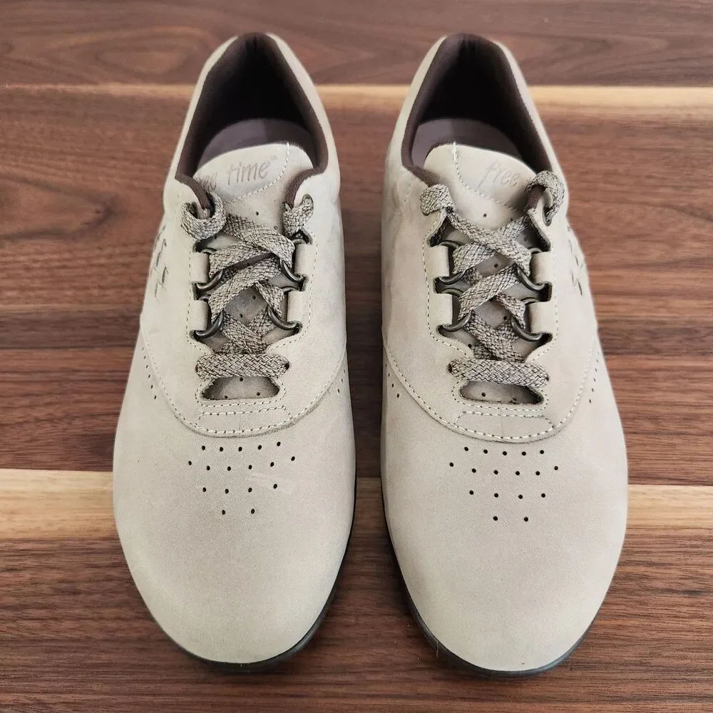 SAS Womens Free Time Sage Leather Walking Shoe Sneaker Easy Lace Comfort 7.5 W